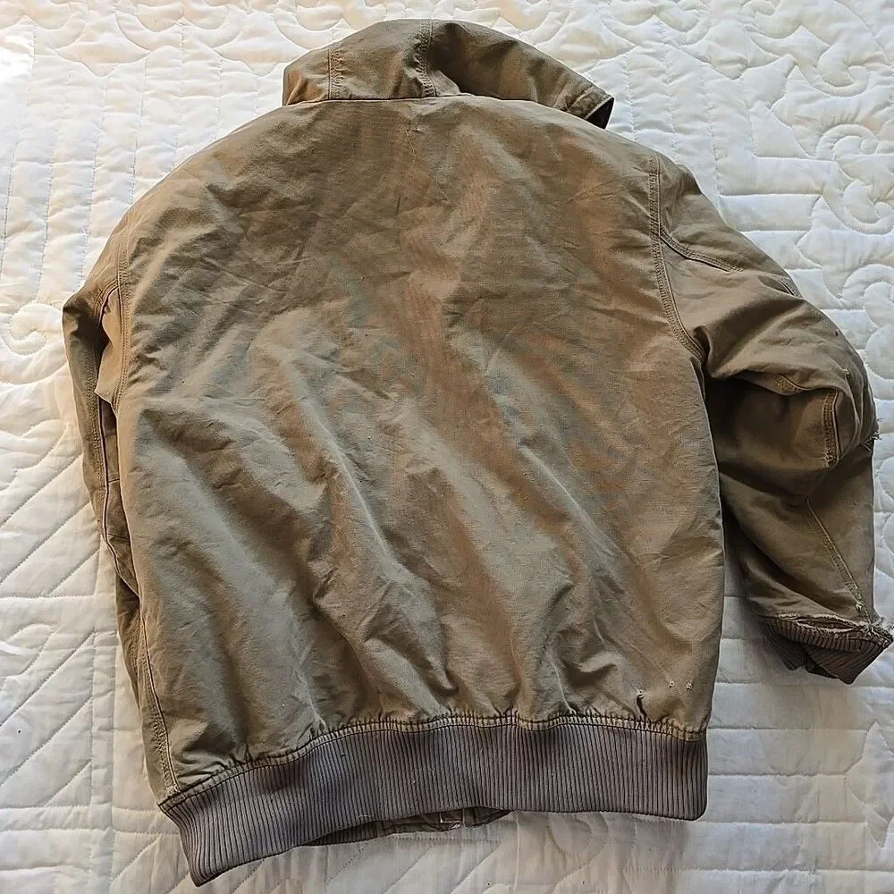 Carhartt Thrashed Men's L Tan Jacket 14806 Quilted Lining Heavy Duty Coat